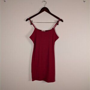 Smoke & Mirrors Women's Red Ribbed Mini Slip Dress Strappy Size Medium